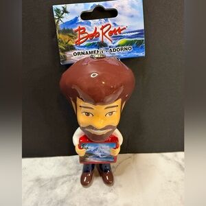 NWT Bob Ross Painted Painter Ornament - Brown Hair, Red Frame, 4" by RUZ